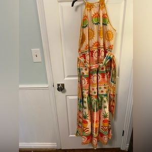 Beach in style! In this Brand New with Tags Farm Rio Rainbow Sunset maxi dress